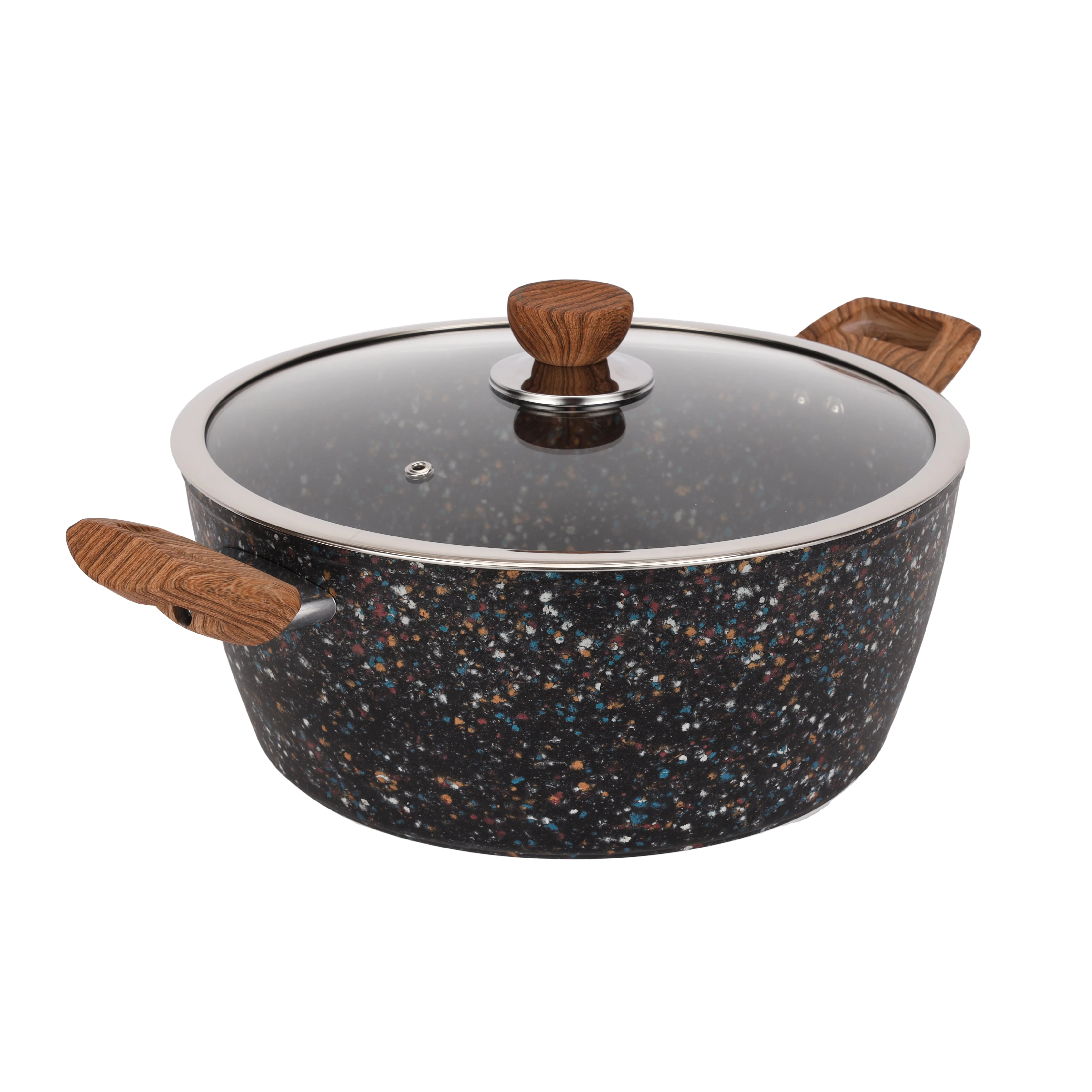 Royalford RF12017 26cm forged aluminium casserole | multistone granite non-stick coating, extra-thick induction base, tempered glass lid and soft-touch handles. - Image 2