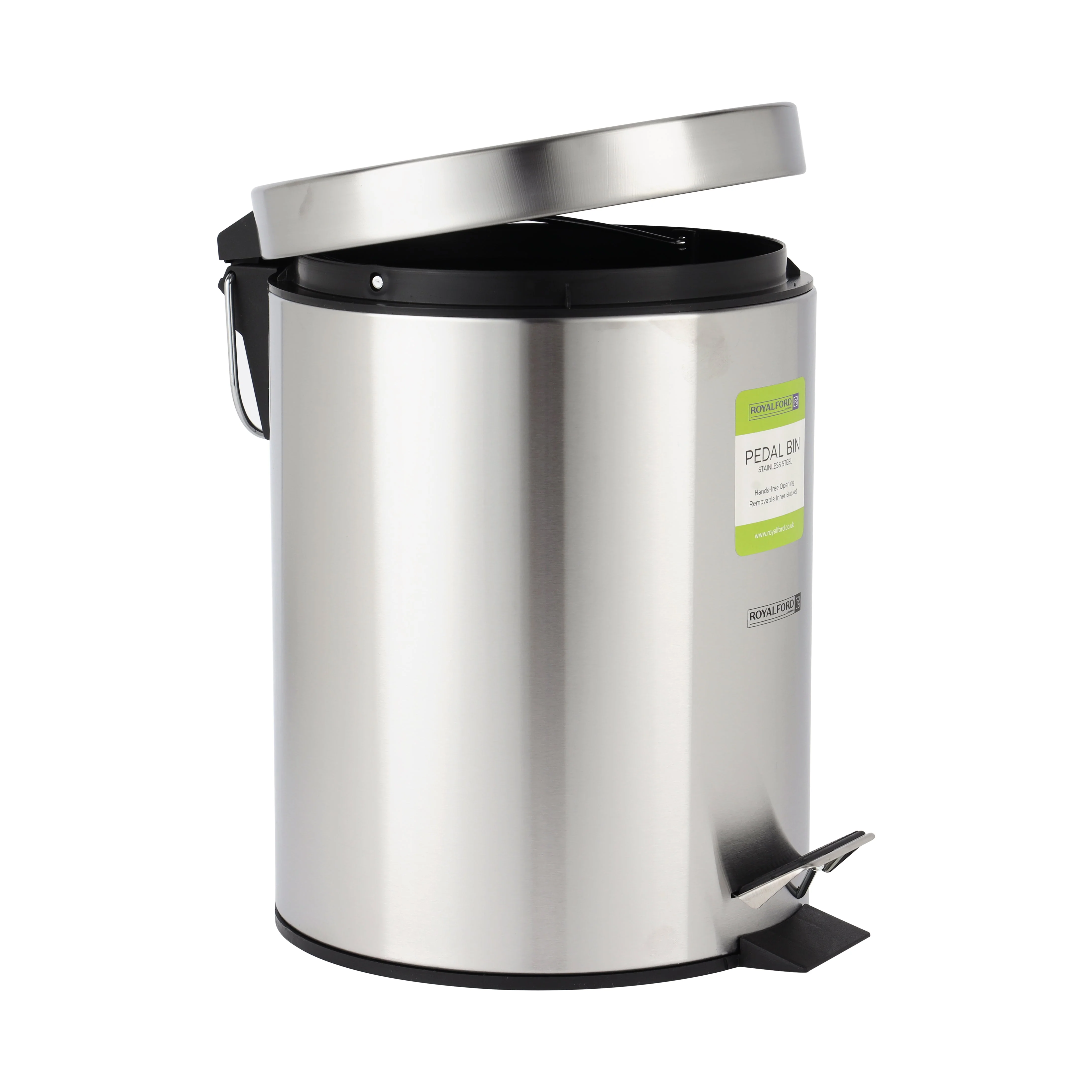 Royalford RF12089 5L Stainless Steel Pedal Bin |Hands-Free Foot Pedal| Soft Close Lid| Removable Inner Bucket| Rust-Resistant Trash Can for Kitchen, Bathroom & Office Use - Image 3