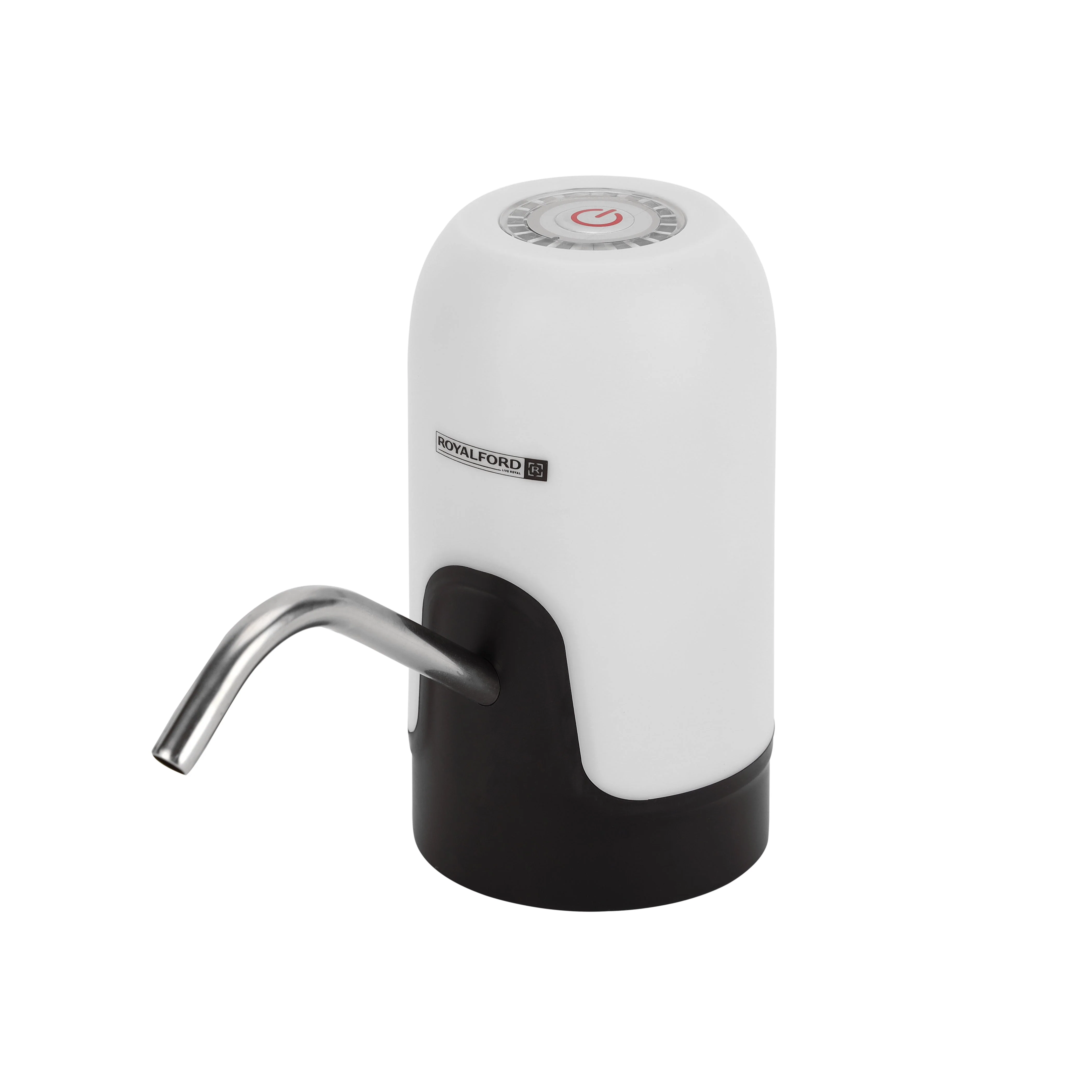 Royalford RF12434 Rechargeable Water Pump for 1–5 Gallon Bottles | USB Charging Automatic Water Dispenser | Stainless Steel Spout | BPA Free Silicone Hose