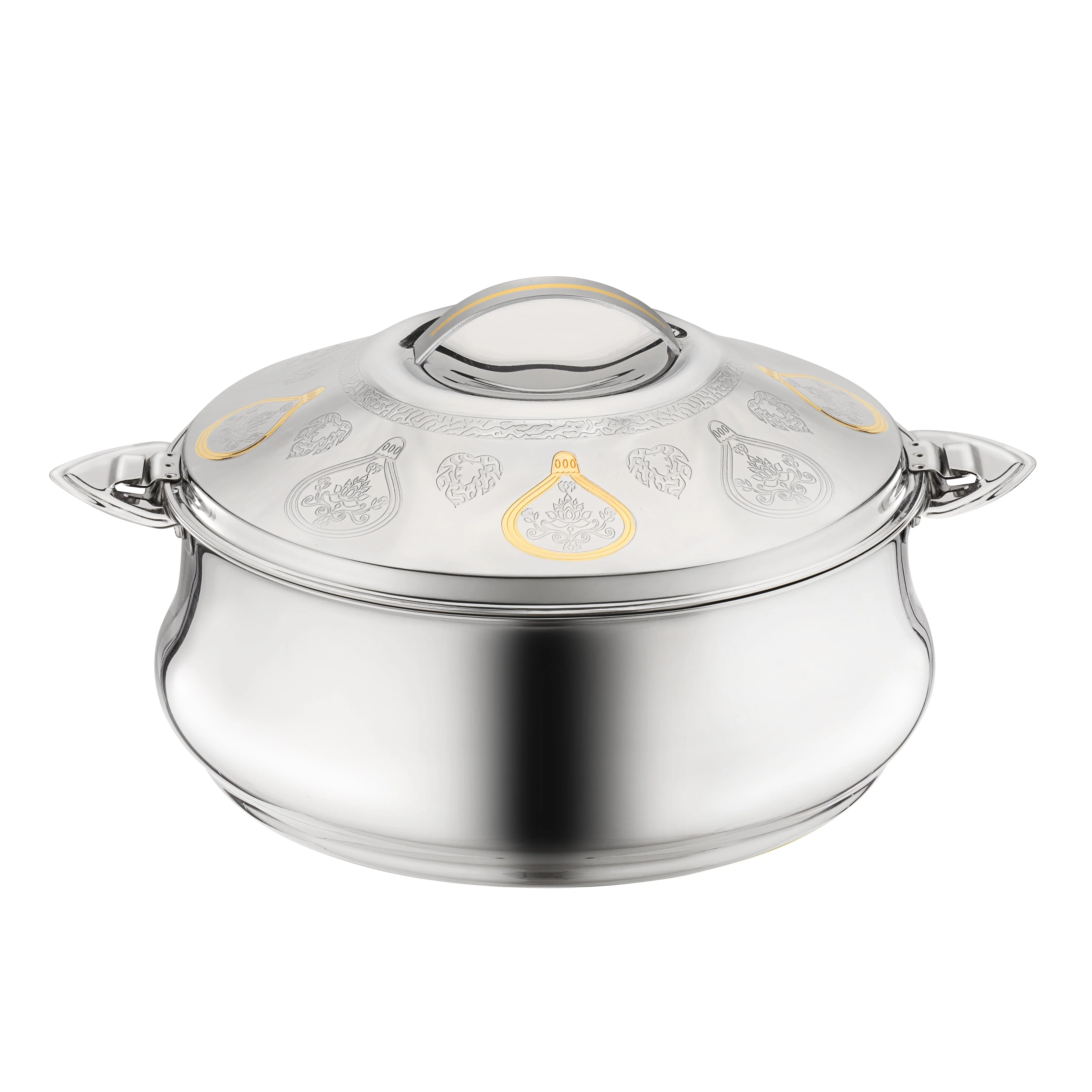 Royalford RF12720 Suhur Stainless Steel Hot Pot 5000ml | Double Wall Vacuum Insulation| Twist Lock Lid and Handles| Perfect for Hot Fresh Food Serving at Home and Events
