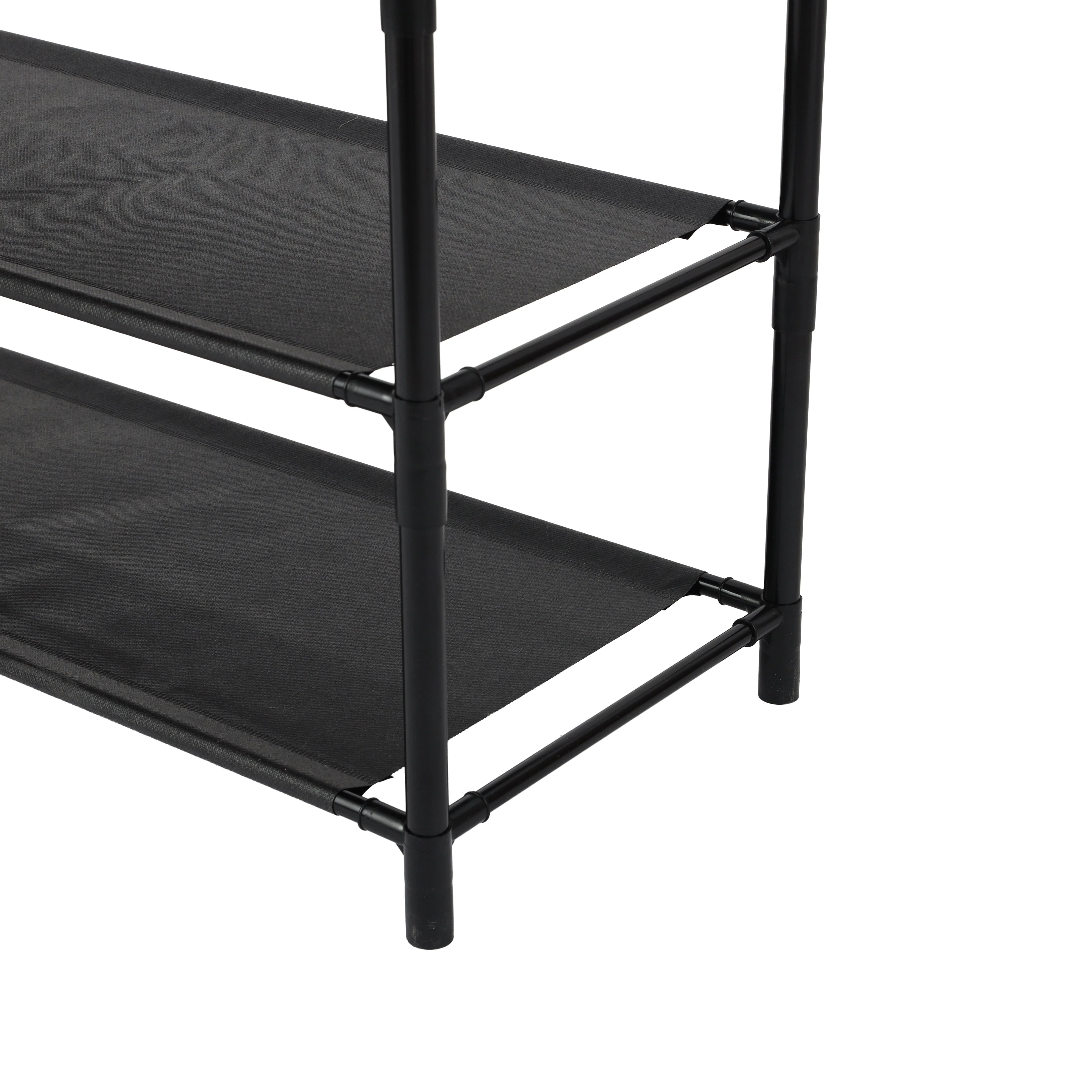 Royalford RF12781 Portable Shoe Rack | 4 Spacious Shelves & 8 Hooks | Floor Standing Multipurpose Organizer | Durable Iron Frame with PP Connectors | Easy To Assembly - Image 4