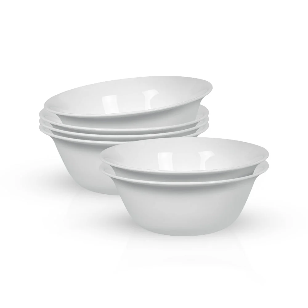 Royalford RF12804 Opalware Serving Bowl Set | 6 Pieces 6 Inch Premium White Food Grade Dinnerware Bowls| Dishwasher Safe | Freezer Safe, Durable & Eco Friendly Bowls