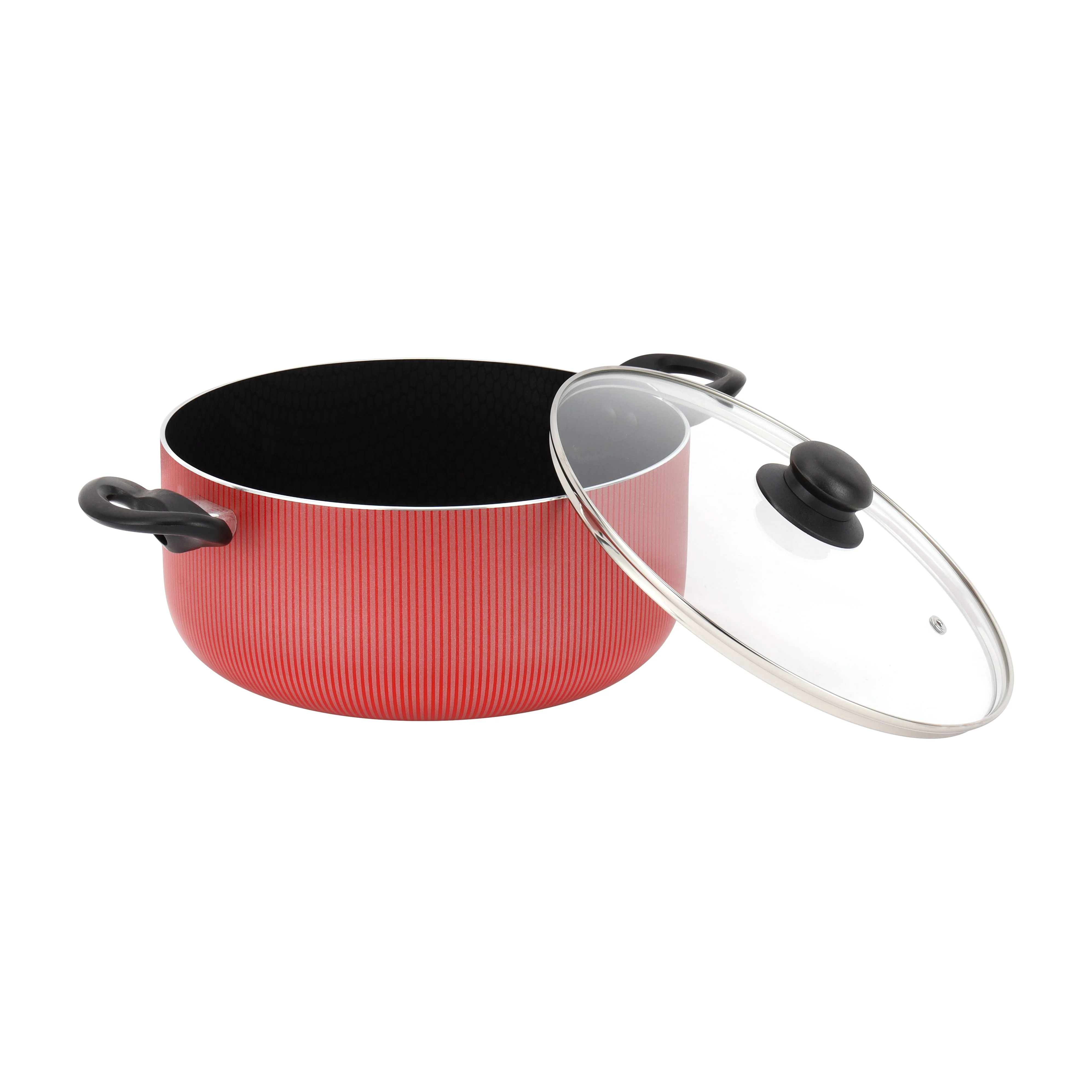 Royalford RF12888 22cm Scarlet Honeycomb Casserole with Lid| Premium Non-Stick Cooking Pot |Tempered Glass Lid| Ergonomic Heat-Resistant Handles for Effortless Cooking - Image 2