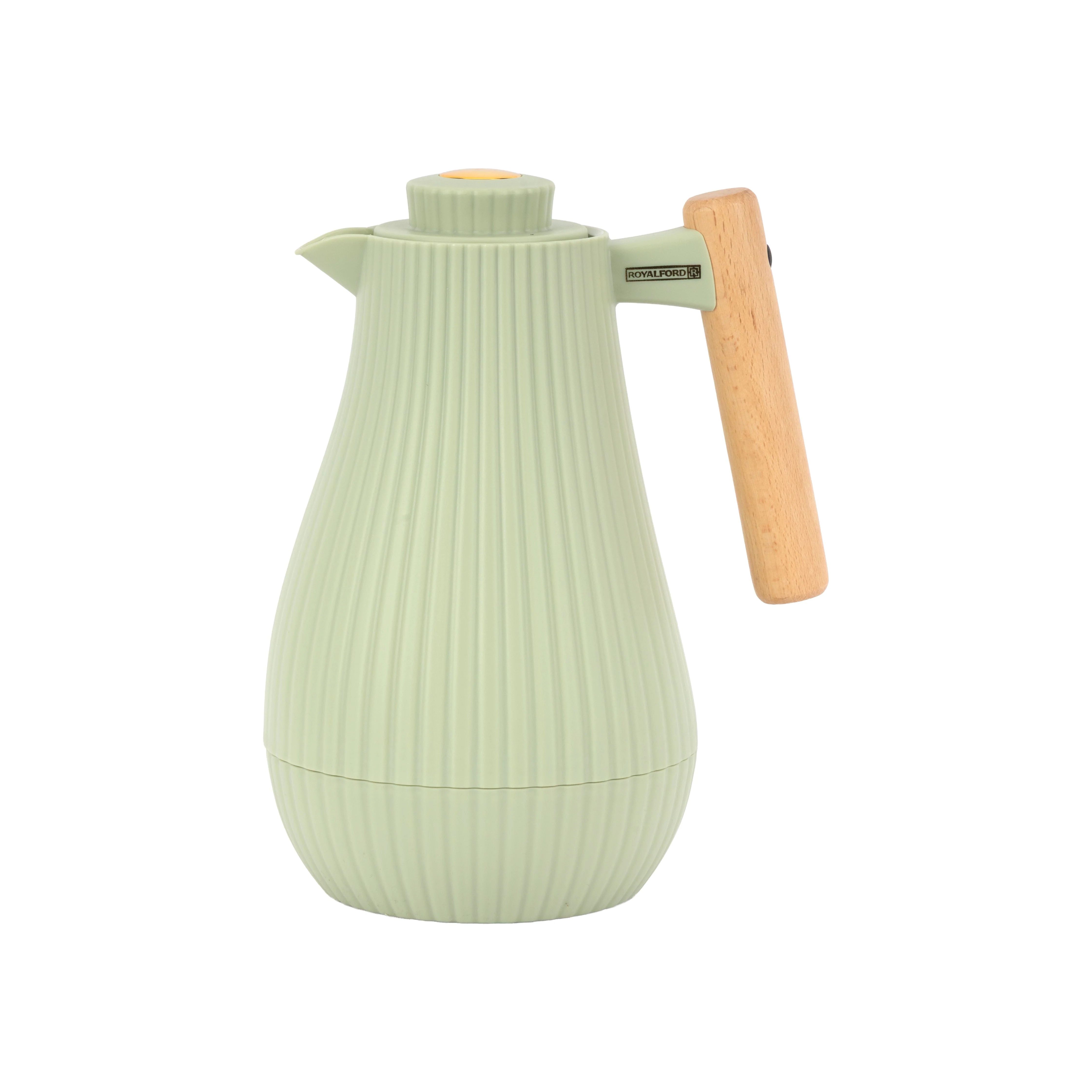 Royalford RF12971 1000ml Insula Vacuum Flask Green | Wooden Handle | Pink Glass Inner | 20 Hours Hot & 24 Hours Cold | BPA Free | Leak Resistant | Durable PP Body - Image 3