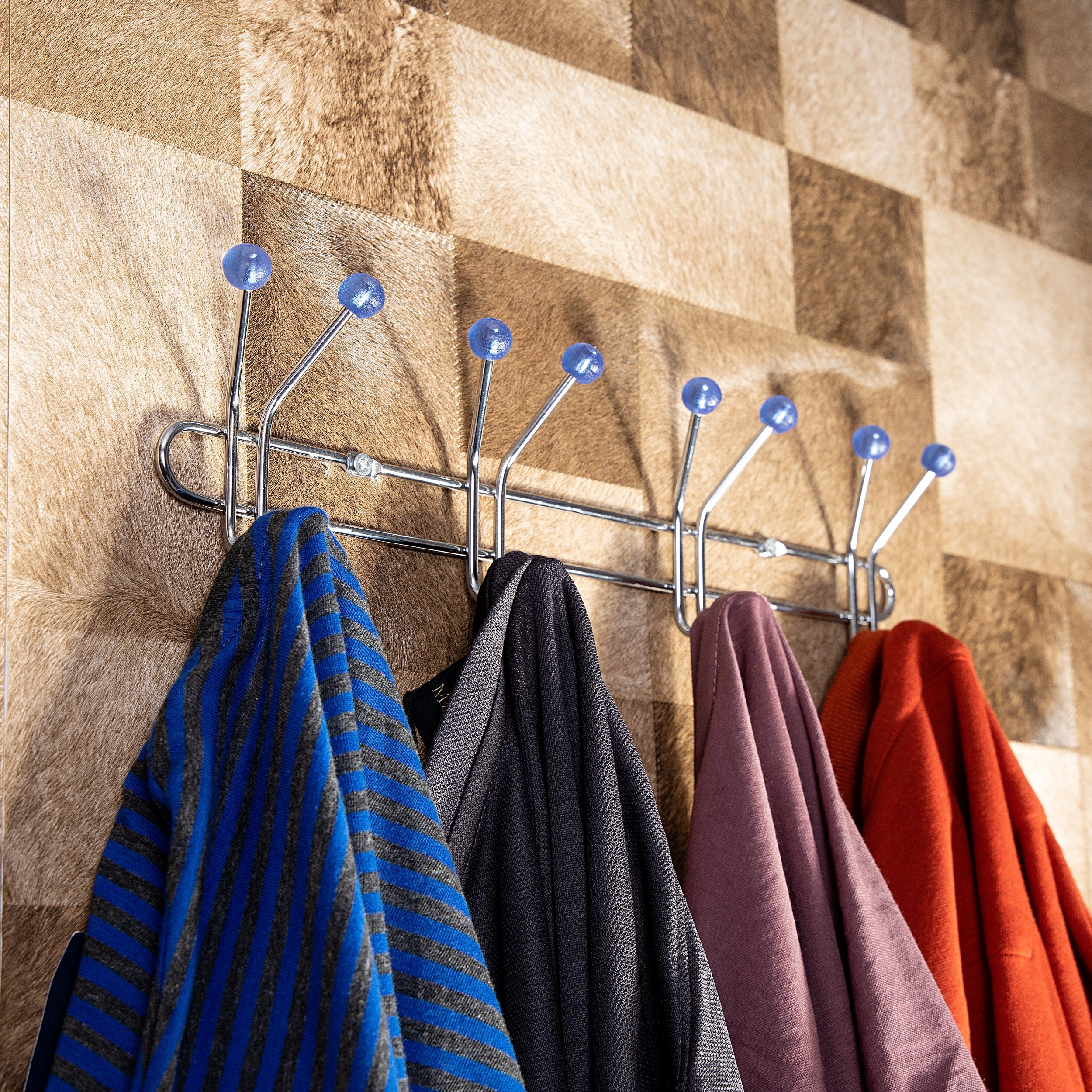 Royalford RF1427 4 Hooks Metal Hanger| wall mounted, durable storage rack with sturdy metal build| chrome finish, and rounded tips, ideal for dress, and home use| - Image 2