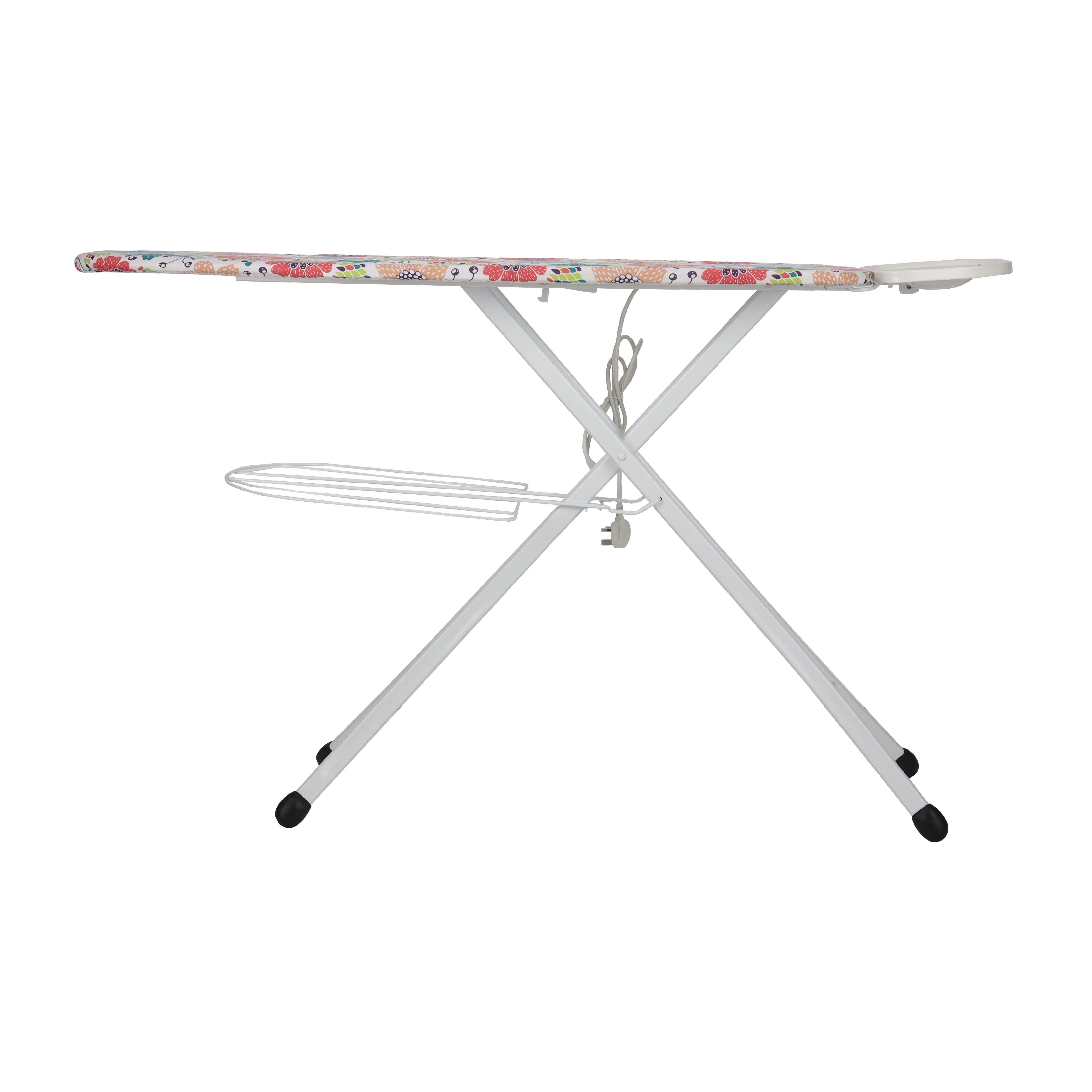 Royalford RF1967IB Ironing Board with Socket | Foldable Iron Board with 100% Cotton Cover| 10mm Foam Padding | Sturdy Metal Frame & Cord Antenna | Elegant Floral Design - Image 4