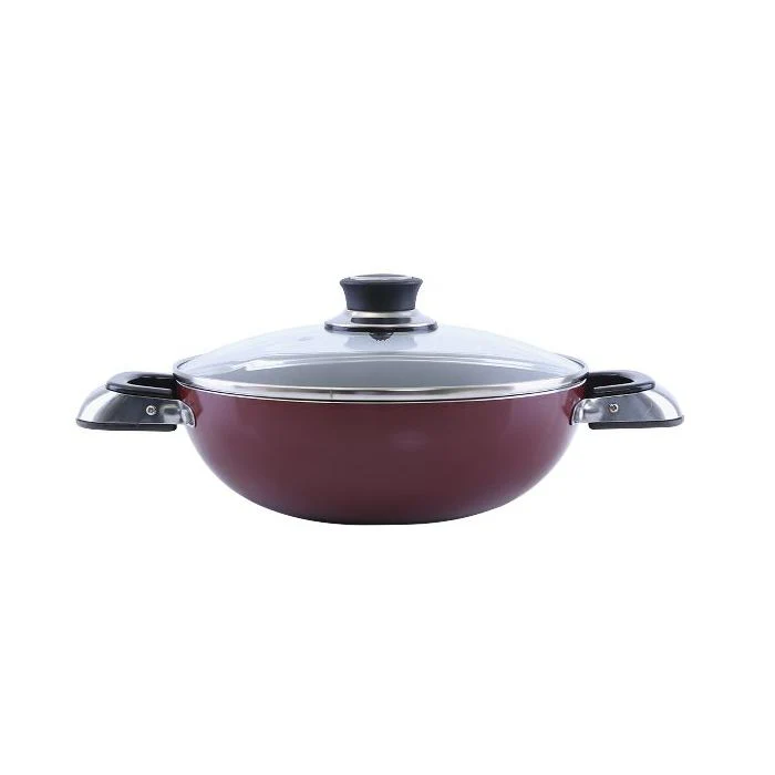 Royalford RF2947 Aluminium Wok Pan with Glass Lid, 22 CM - Induction Safe Frying Pan with Durable Non-Stick Granite Coating | Dishwasher Safe |Glass Lid & Heat-Resistant Handles - Cookware Casserole Pan - Image 2