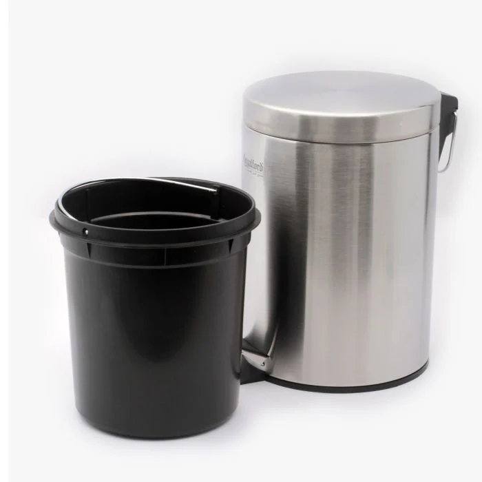 Royalford RF5125 5L Kitchen Pedal Trash Bin | Stainless Steel Rubbish Bin with Soft Close Lid, Foot Pedal, Flat Lid & Strong Plastic Inner Bucket | Fingerprint Proof & Rust Resistant |Odor Free & Hygienic - Image 3