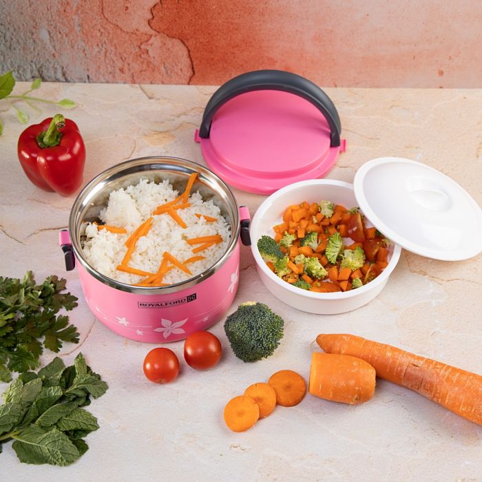 Royalford RF5651 1L Lunch Box - Leak-Proof & Airtight Lid Food Storage Container - High-Quality Stainless Steel Inner, Durable, Non-Toxic and Extended Fastening Lid Design - Portable & Dishwasher Safe - Image 3