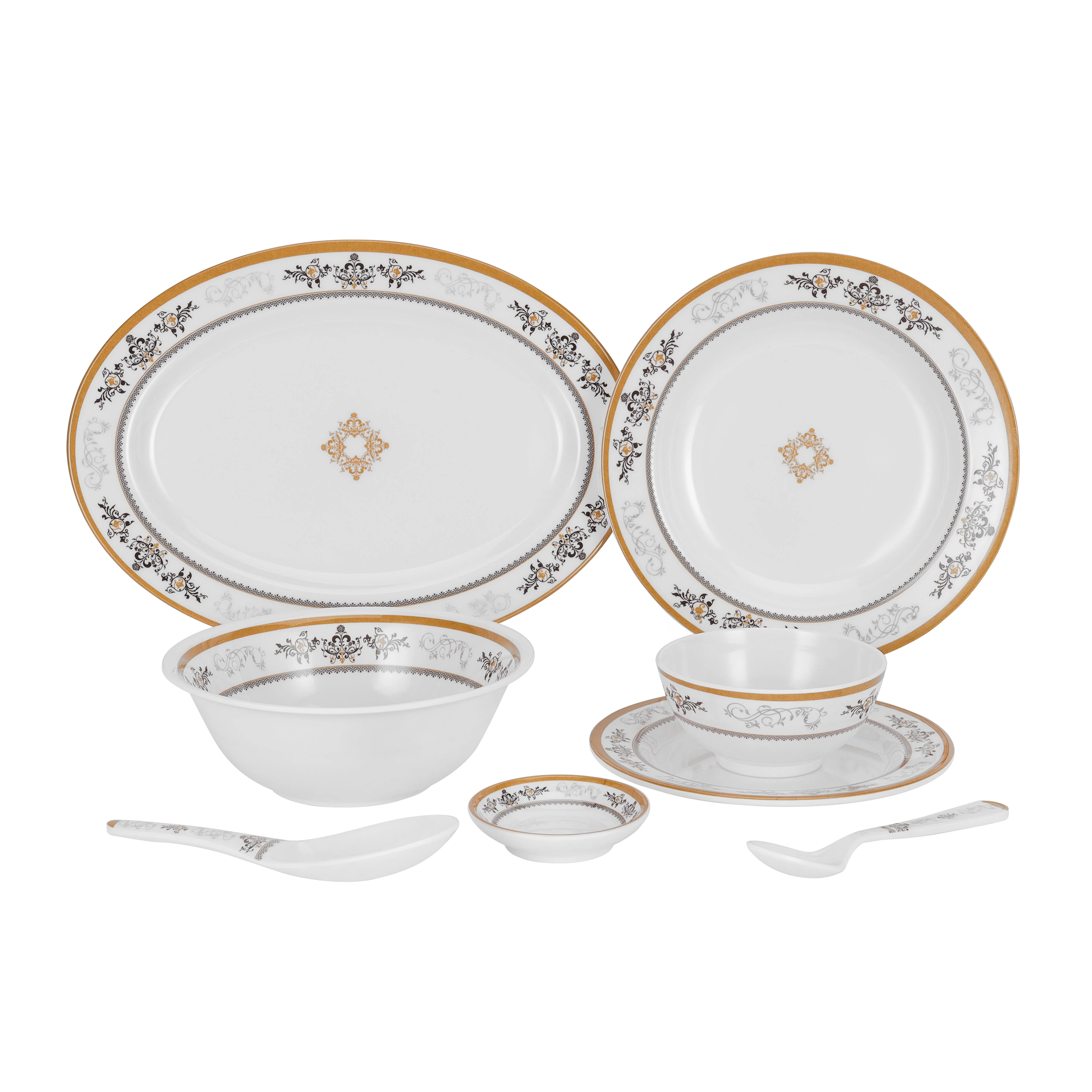 Royalford RF6971 35-Piece Melamine Dinner Set | Break Resistant | Dishwasher Safe | Elegant Dinnerware Set for Everyday Dining, Family Meals & Special Occasions - Image 2
