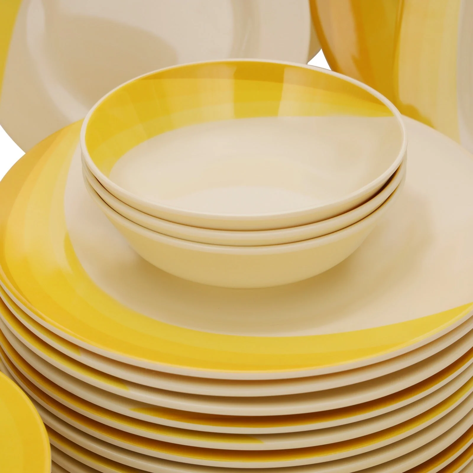 Royalford RF8102 64-Piece Melamine Dinner Set | Ribble Design| Break-Resistant & Lightweight Tableware | Assorted Plates, Bowls, Spoons| Perfect for Everyday Dining - Image 4
