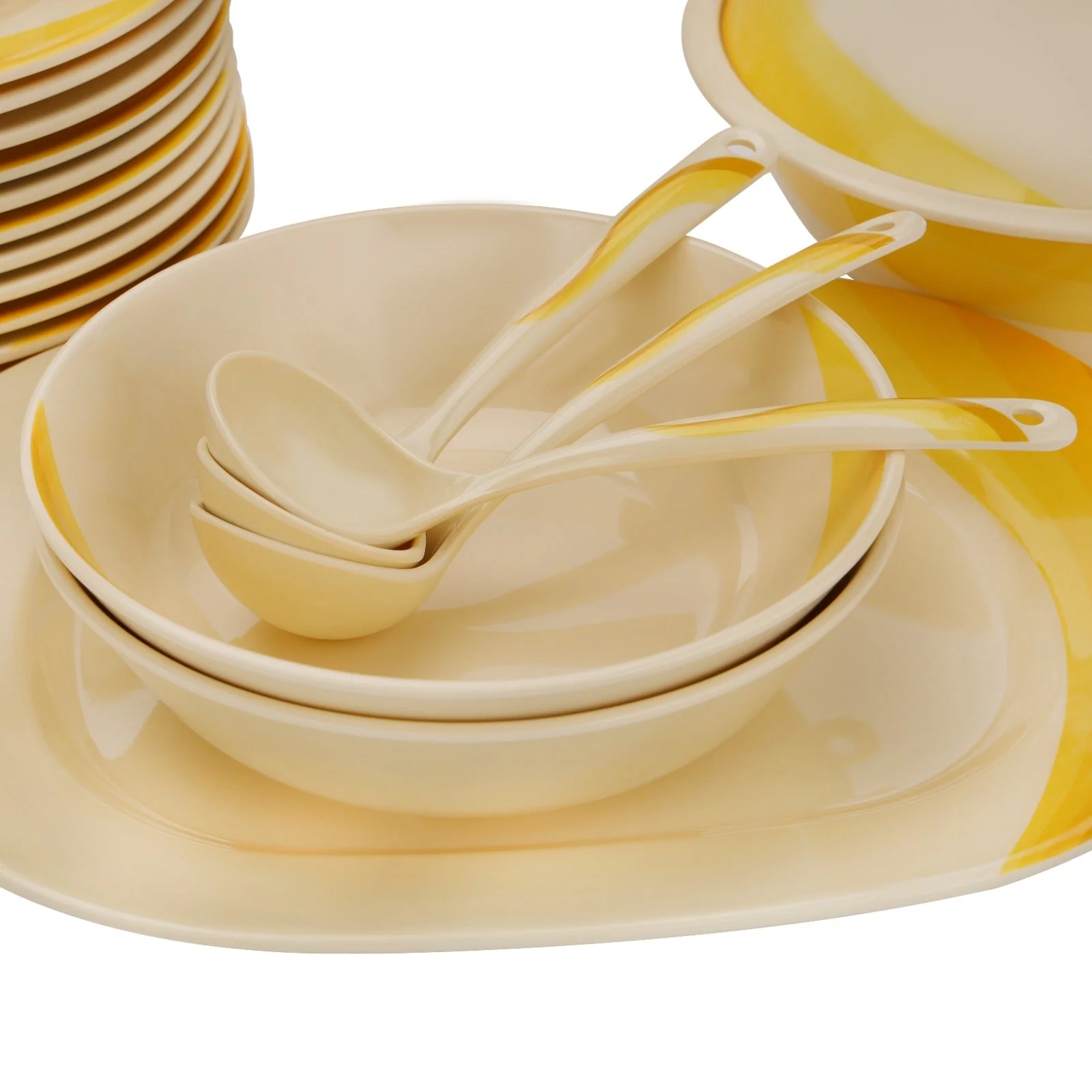 Royalford RF8102 64-Piece Melamine Dinner Set | Ribble Design| Break-Resistant & Lightweight Tableware | Assorted Plates, Bowls, Spoons| Perfect for Everyday Dining - Image 6