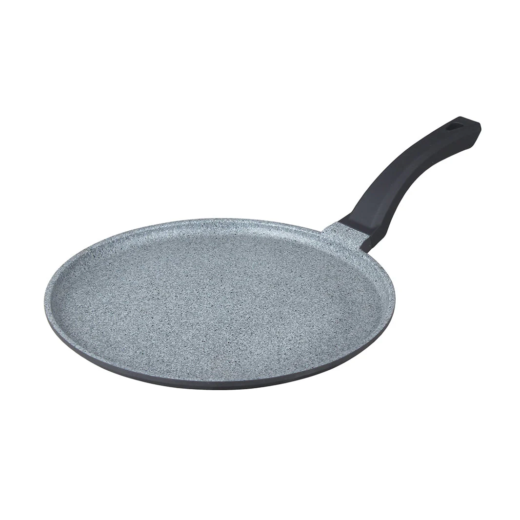 Royalford RF8589 25CM Die Cast Aluminium Crepe Tawa | Marble Non-Stick Coating | Induction Compatible Bottom | Soft Touch Bakelite Handle | Durable & Dishwasher Safe