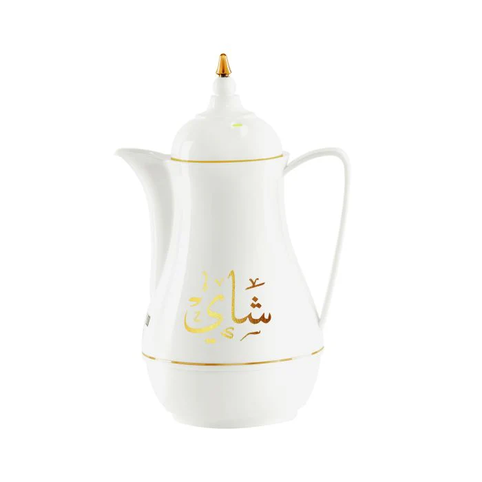 Royalford RF8621 2 Pieces Laila Flask - Coffee / Tea Pot White -Heavy-Duty Plastic Prevent Breakages | Double Glass Inner wall keep the contents Hot/Cold | 1L - Image 4