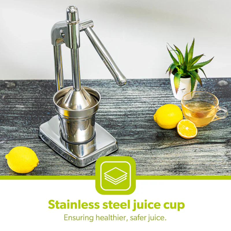 Royalford RF8674 Citrus Juicer | Heavy-Duty Iron Base | Stainless Steel Juice Cup & Strainer | Aluminum Handle Manual Lever Juicer for Smooth & Fresh Extraction - Image 6