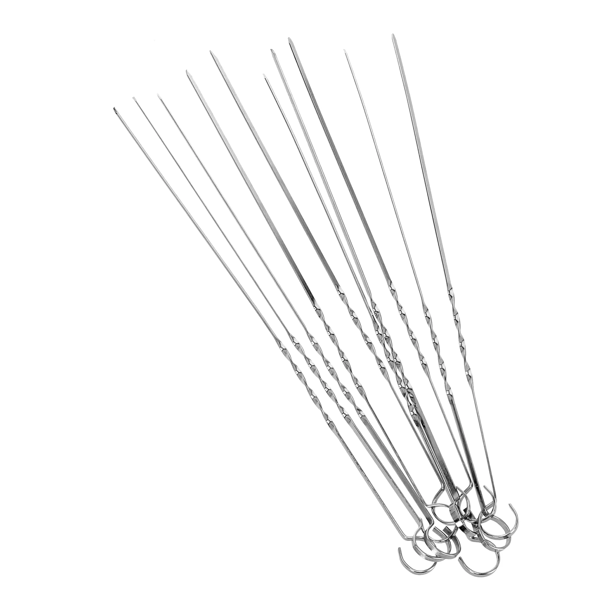 Royalford RF9403 BBQ Skewer Set | 8 Stainless Steel 40cm Reusable Barbecue Skewers | Suitable for Grilling Kebabs, Meat, Vegetables & Outdoor BBQ Camping Use - Image 2