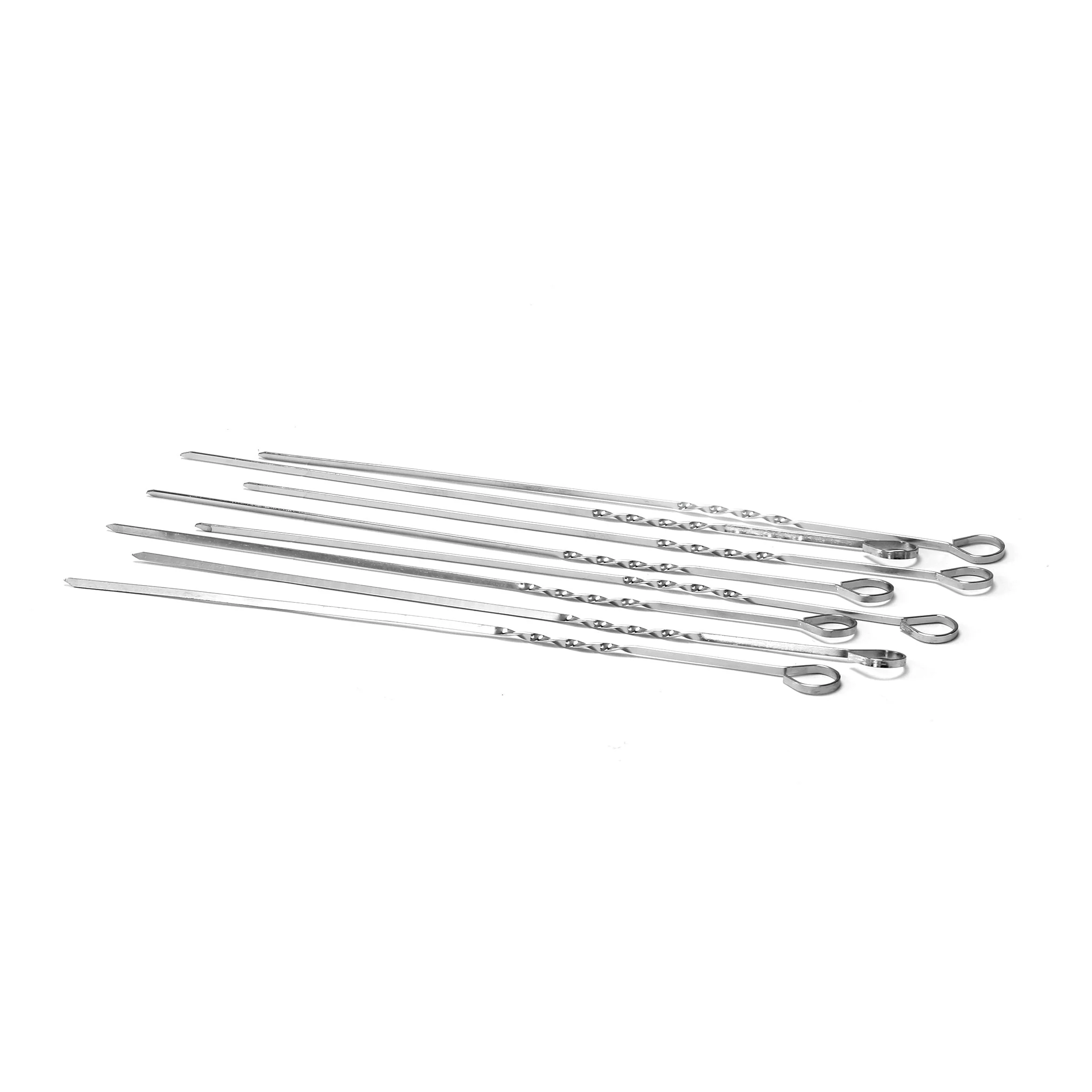 Royalford RF9403 BBQ Skewer Set | 8 Stainless Steel 40cm Reusable Barbecue Skewers | Suitable for Grilling Kebabs, Meat, Vegetables & Outdoor BBQ Camping Use - Image 3