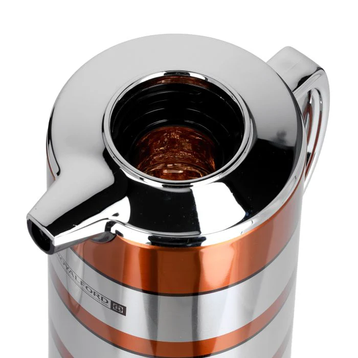 Royalford RF9590 1.9L Double Wall Golden Figured Vacuum Flask - Portable Heat Insulated Thermos Hot/Cold Long Hours Retention | Push Button | Coffee, Hot Water, Tea, Beverage | Ideal for Commercial & Outings - Image 3