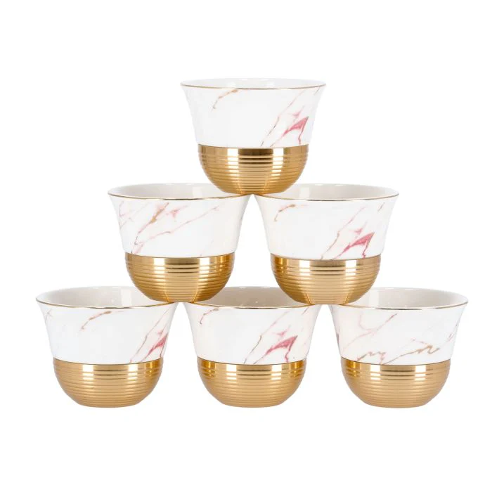 Royalford RF9638 6Pcs Thick Wall Porcelain Cawa Set - Insulated Walled Heat Resistant Cappuccino Latte Tea Drinking Mugs for Hot and Cold Drinks | Dishwasher Washer Safe | Ideal for Housewarming Gifts - Image 8
