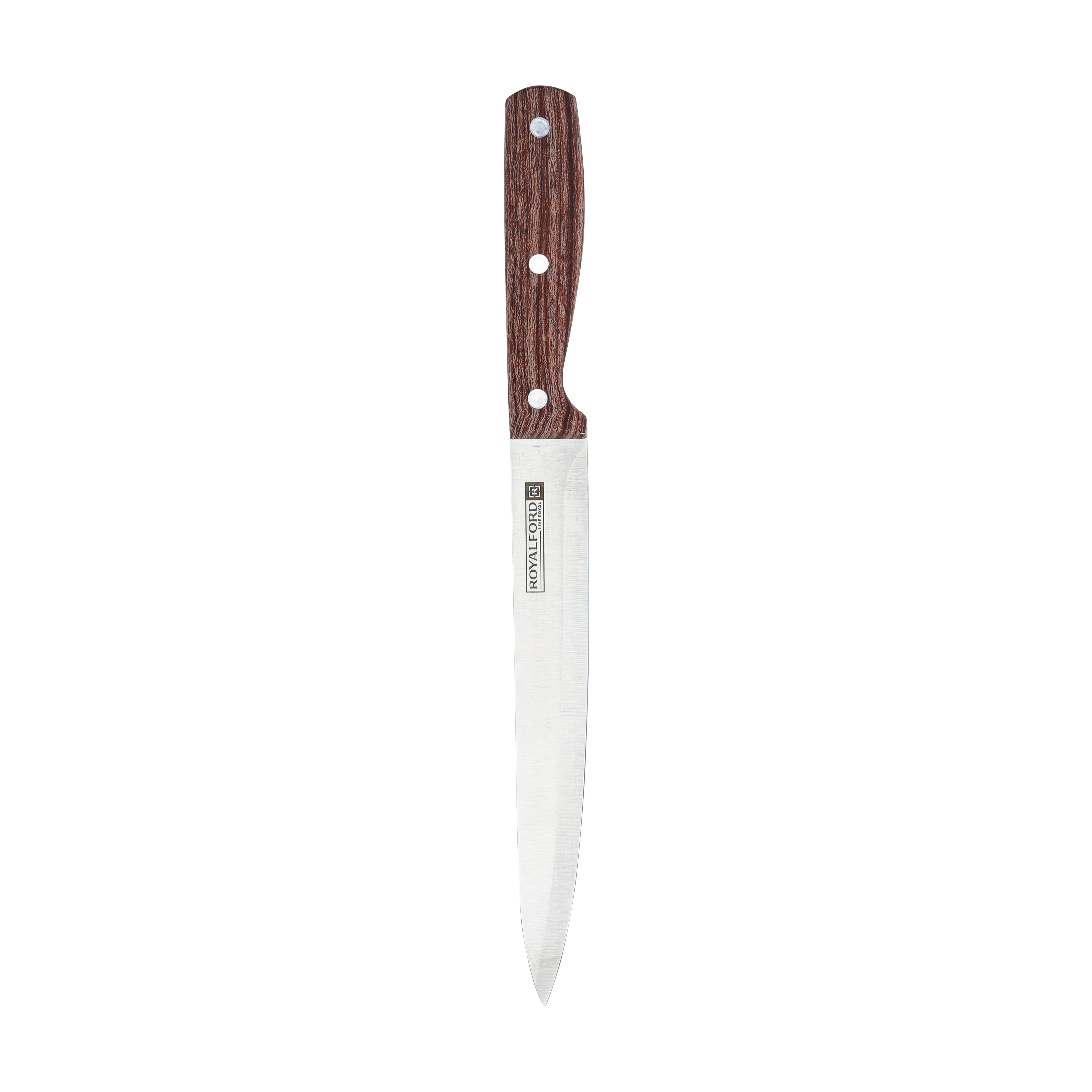 Royalford RF9661 8 Inch Stainless Steel Slicer Knife | Wooden Handle| Sharp Professional Kitchen Knife for Meat, Fish & Vegetable Slicing | Perfect For Daily Cutting Task - Image 2