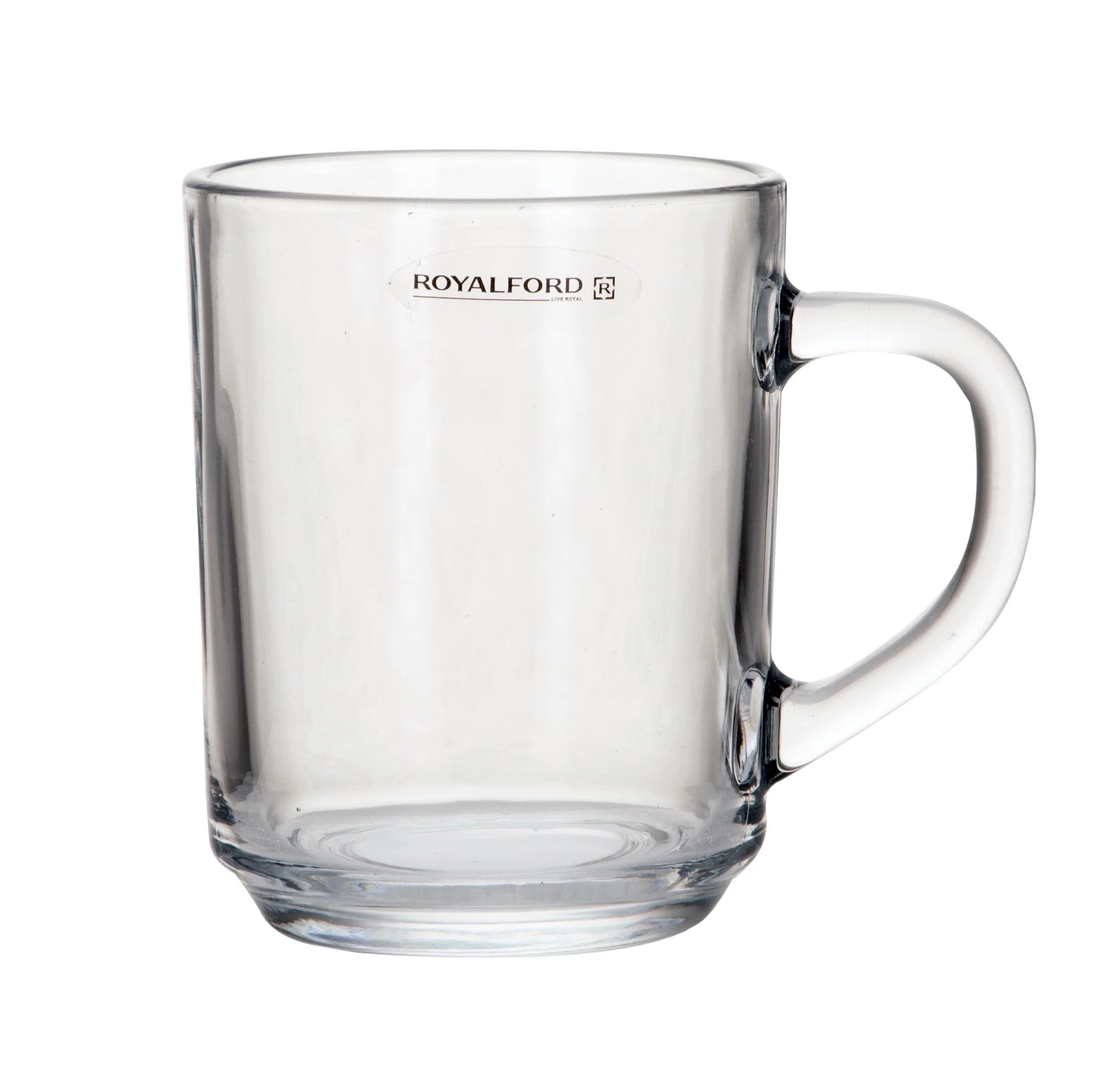 Royalford RF9971 Glass Tumbler Set 3 PCS | 210ml Lead-Free Clear Glass Mugs | Crystal Clear Durable Drinkware | Comfortable Handle | Creative Design& Dishwasher Safe - Image 2