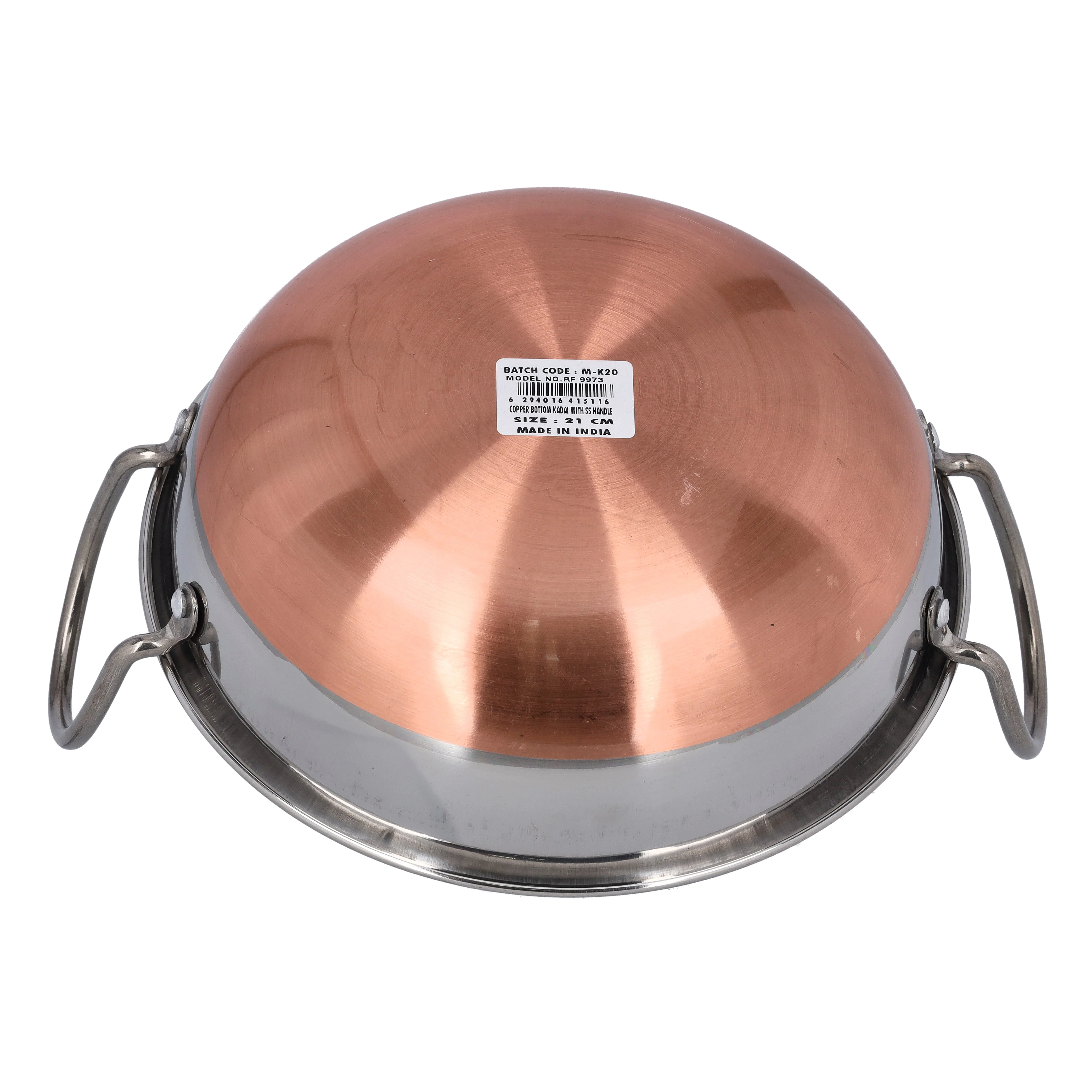 Royalford RF9973 Stainless Steel Kadai with Copper Bottom | 21cm Size | Cooking Kadai with Fast Heating Design | Durable SS Handles for Reliable Traditional Use - Image 3