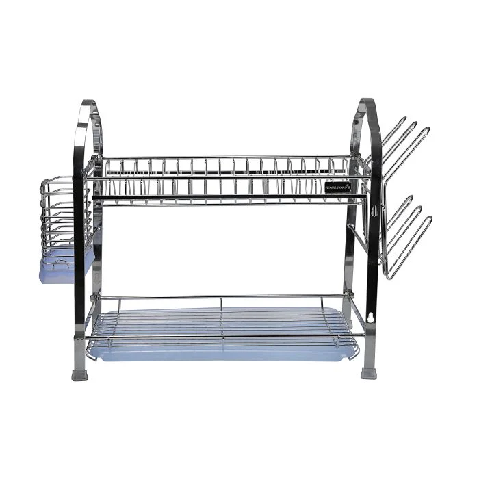 Wall Hanging Dish Rack, 2-Tier Dish Drainer, RF2563 | Draining Board with Removable Tray | Utensil Holder | Compact & Easy to Assemble Organization Shelf - Image 4